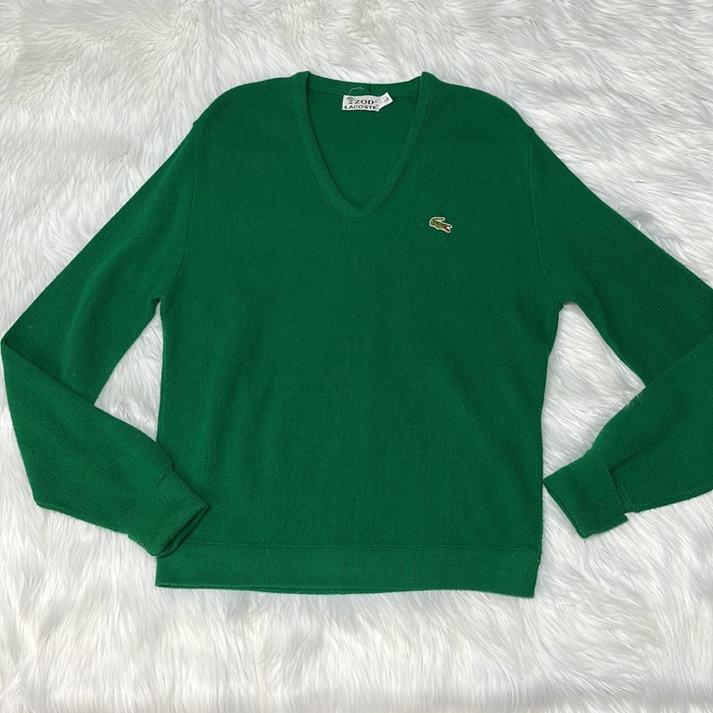 Vintage green Izod Lacoste v neck pullover sweater